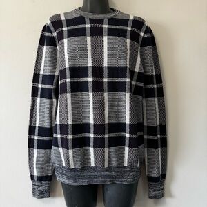 Perry Ellis Black and White Checkered Long Sleeve Top NWOT